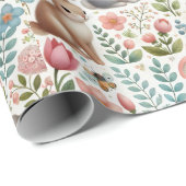 Babydusche mit Kaninchen Wasserfarbe Geschenkpapier (Rolleneckpunkt)