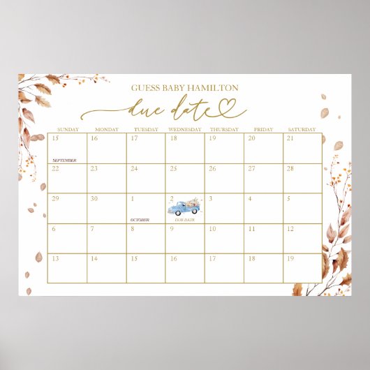 Babydusche mit Kinderwunschdatum Kalender Poster (Vorne)