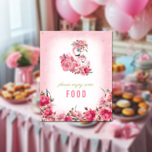 Babydusche mit Lebensmittelzeichen Pink Flamingo B Poster
