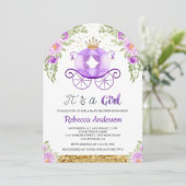 Babydusche mit lila Blumendruckmaschine Einladung (Stehend Vorderseite)