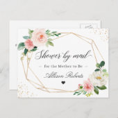 Babydusche mit Mail Geometrisches Rosa Blütenfarbe Postkarte (Vorne/Hinten)