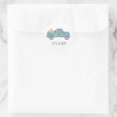 Babydusche mit Mail Vintag Blue Truck Runder Aufkleber (Tasche)