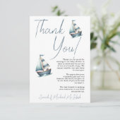 Babydusche mit Nautical Sailboat Danke Karte (Stehend Vorderseite)