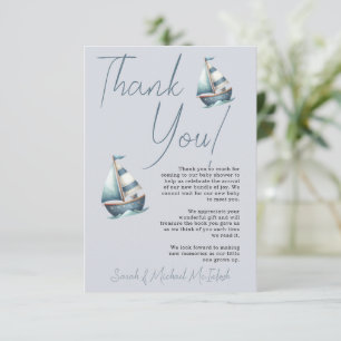 Babydusche mit Nautical Sailboat Danke Karte