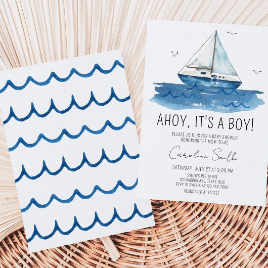 Babydusche mit Nautical Sailboat Einladung