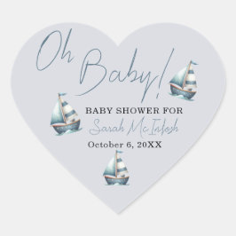 Babydusche mit Nautical Sailboat Herz-Aufkleber