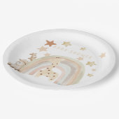 Babydusche mit neutraler Farbe Pappteller (Schrägansicht)