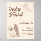Babydusche mit neutraler Minimal-Boho Surfboard Be Poster (Vorne)