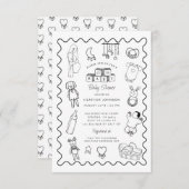 Babydusche mit niedlicher Hand Einladung (Vorne/Hinten)