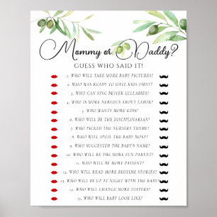 Babydusche mit Olivenbäumen oder Daddy Game Poster
