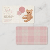 Babydusche mit rosa Teddy Bear Buchungsanfrage Begleitkarte (Vorne/Hinten)