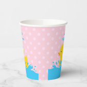 Babydusche mit rosa und gelber Ente Pappbecher (Links)