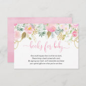 Babydusche mit rosa und goldfarbenem Blumenmotiv - Begleitkarte (Vorne/Hinten)