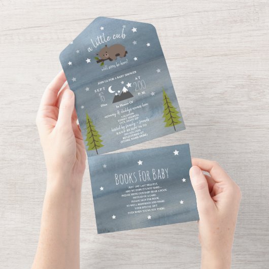 Babydusche mit Schlafcouch Buchungsanfrage All In One Einladung (Abreißen)