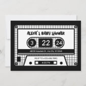 Babydusche mit schwarzer und weißer Kassette Einladung (Vorderseite)