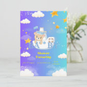 Babydusche mit Teddybär Einladung (Stehend Vorderseite)