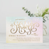 Babydusche mit Überraschungsjung oder Mädchen Einladung (Stehend Vorderseite)