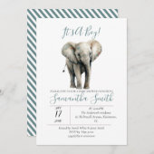 Babydusche mit Wasserfarbe Elefant Einladung (Vorne/Hinten)