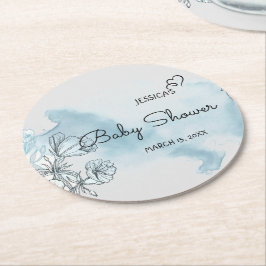 Babydusche mit Wasserfarbe Rundpapier Untersetzer