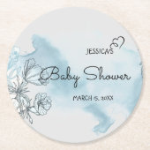 Babydusche mit Wasserfarbe Rundpapier Untersetzer (Vorderseite)