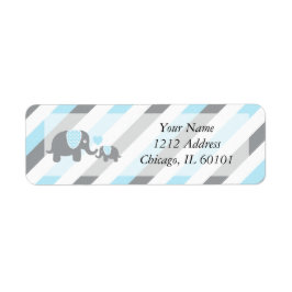 Babydusche mit weißen, blauen und grauen Streifen