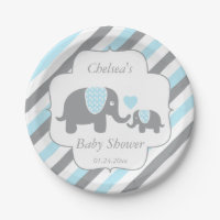 Babydusche mit weißen, blauen und grauen Streifen