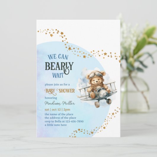 Babydusche mit Windeln Einladung (Stehend Vorderseite)