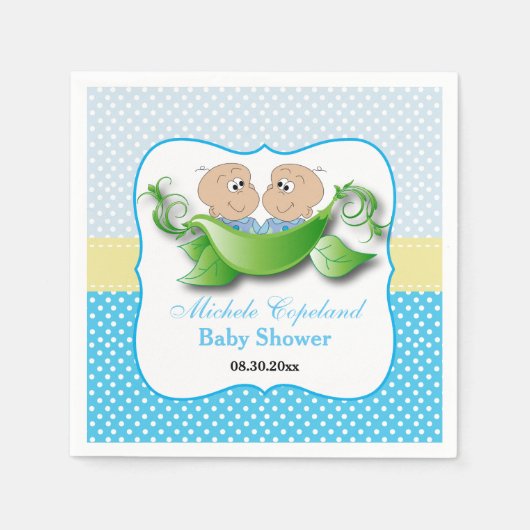 Babydusche mit zwei Erbsen in einem Pod Serviette (Vorderseite)