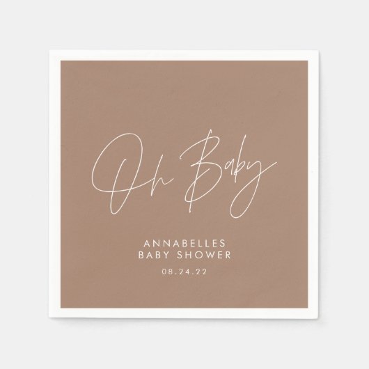 Babydusche modern boho naturbraun elegant serviette (Vorderseite)