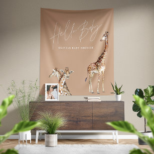 Babydusche, moderne Giraffe, elegantes typografisc Wandteppich