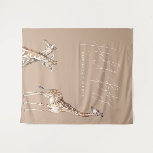 Babydusche, moderne Giraffe, elegantes typografisc Wandteppich (Vorderseite (Horizontal))