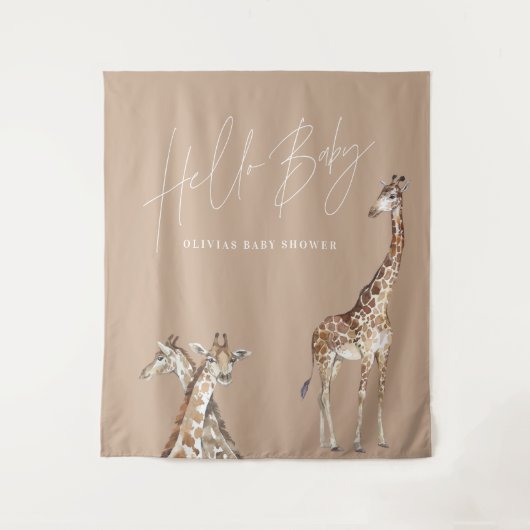 Babydusche, moderne Giraffe, elegantes typografisc Wandteppich (Vorderseite)