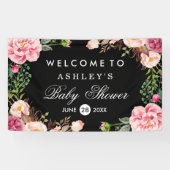 Babydusche Moderne Romantische Rose Blumenrap Banner (Horizontal)