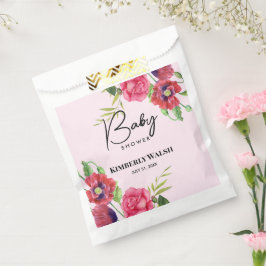 Babydusche Moderne Rosa Blume auf Light Pink Geschenktütchen
