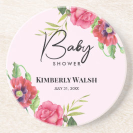 Babydusche Moderne Rosa Blume auf Light Pink Getränkeuntersetzer
