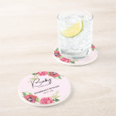 Babydusche Moderne Rosa Blume auf Light Pink Getränkeuntersetzer (Seite)
