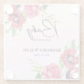 Babydusche Moderne Rosa Blume auf Light Pink Glasuntersetzer (Rückseite)