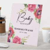 Babydusche Moderne Rosa Blume auf Light Pink Sockelschild (In Situ)