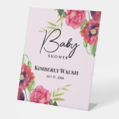 Babydusche Moderne Rosa Blume auf Light Pink Sockelschild (Vorderseite)