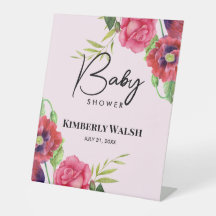 Babydusche Moderne Rosa Blume auf Light Pink