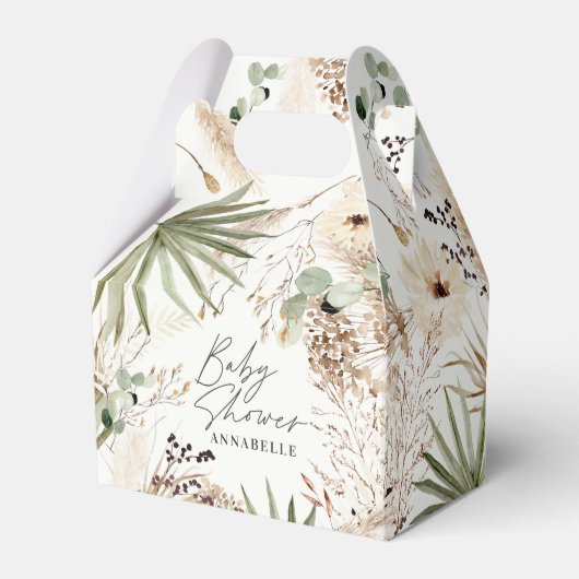 Babydusche moderne rustikale Pampas-Rasenpflanzen Geschenkschachtel (Vorderseite)