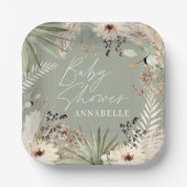 Babydusche moderne rustikale Pampas-Rasenpflanzen Pappteller (Vorderseite)