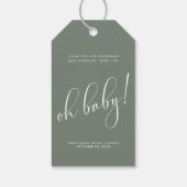 Babydusche Moderne Script Sage Fvor Tag Geschenkanhänger (Rückseite)
