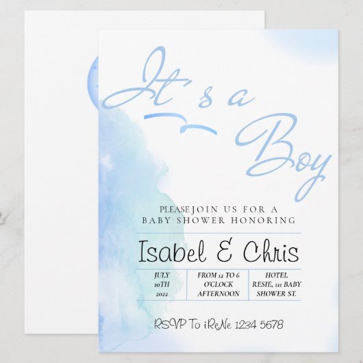 Babydusche, moderner Rahmen Einladung (Vorne/Hinten)