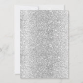 Babydusche Moderner Silver Glitzer Feet Rose Blüte Einladung (Rückseite)