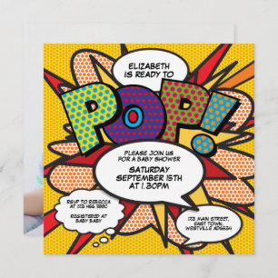 Babydusche Moderner Spaß Bereit für Pop Foto Einladung