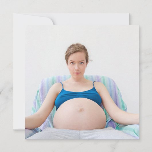 Babydusche Moderner Spaß Bereit zum Pop Foto Einladung (Rückseite)