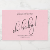 Babydusche Modernes Script Blush Vielen Dank Schaumweinetikett (Einzelnes Label)