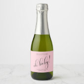 Babydusche Modernes Script Blush Vielen Dank Schaumweinetikett (Vorderseite)