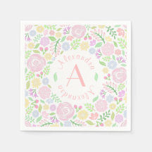 Babydusche Monogram Floral Paper Napkin
